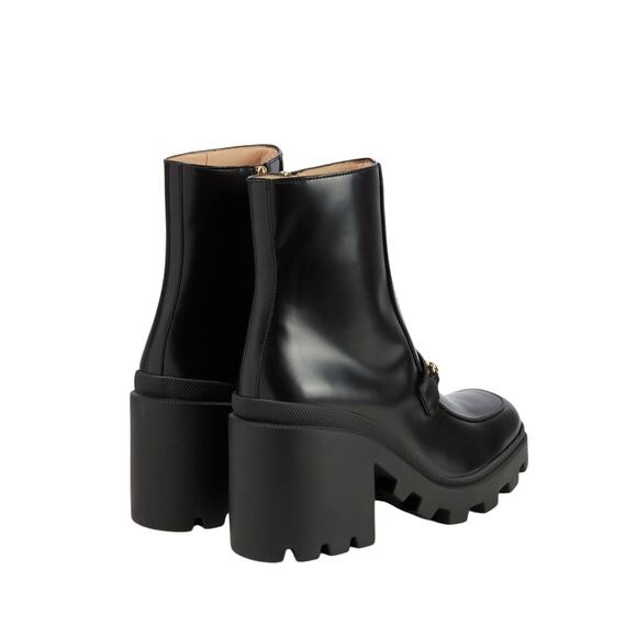 NIB Gucci Horsebit Ankle Boots EU 38 US 8 Black Leather Platform Bootie $1,590 - Picture 2 of 15